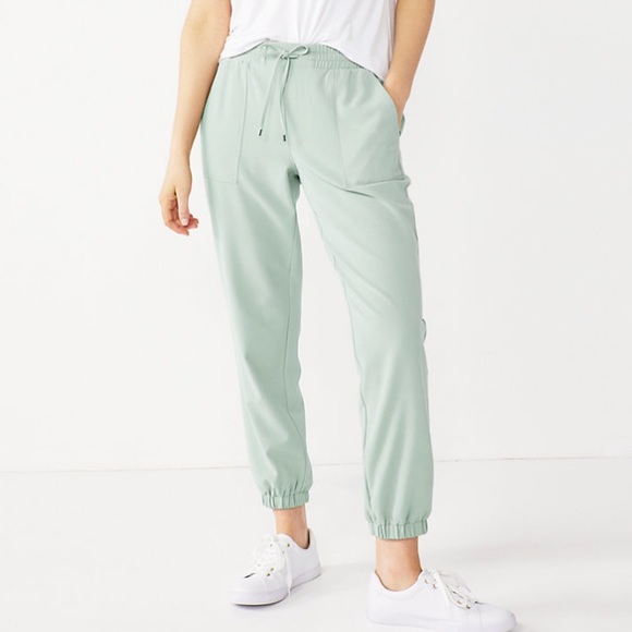 Nine West Women’s Elastic-Cuff Relaxed Jogger Pant Mint XL Mid Rise Loose Fit - Picture 1 of 10